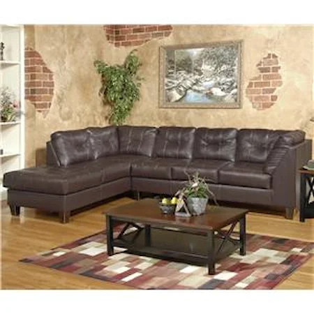 Transitional Sectional with LAF Chaise and Line Tufting